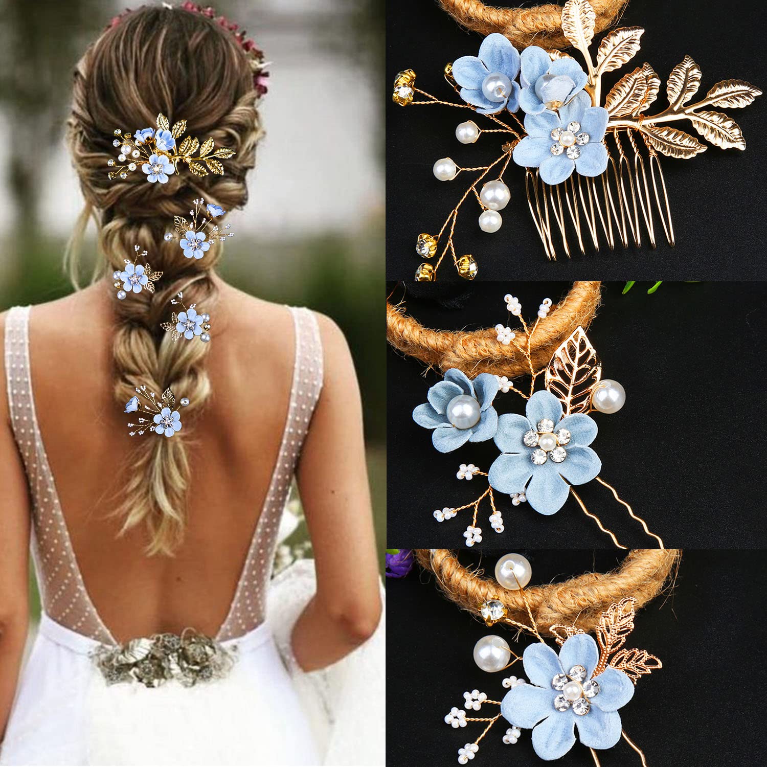 5pcs Wedding bridal hair pins flower faux pearl New  ✨✨?? 5 PCS Bridal Flower Wedding Hair Pins Crystal Pearl Hair  main image 3