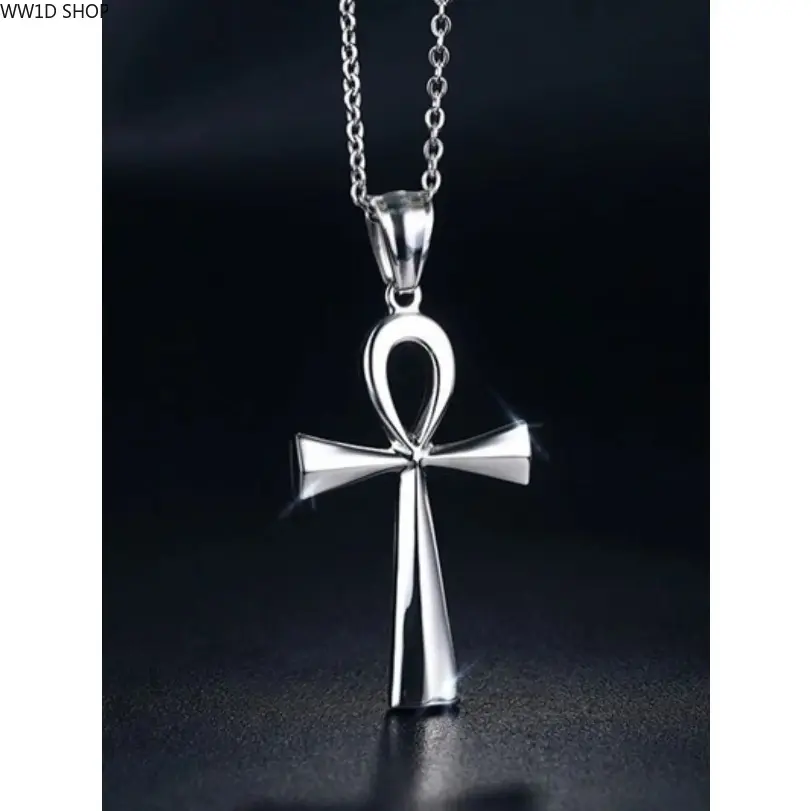 Egyptian Cross Ankh Pendant Necklace for Men and Women Stainless Steel Religious Amulet Jewelry for Daily Wear