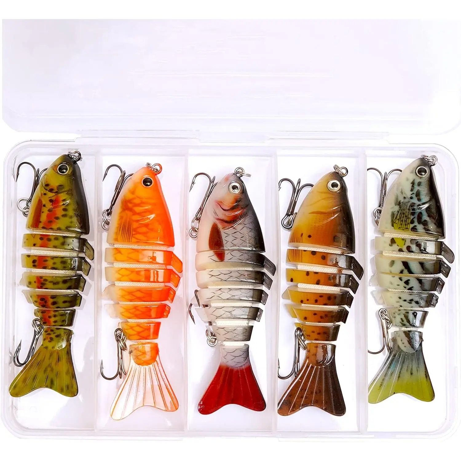 Fishing Lures for Bass Tackle Kit Slow Sinking Hard Swimbaits Wobbler Trout and Other Fish Species Multi Jointed Segmented Bionic Crankbait for Freshwater Or Saltwater with  Treble Hooks