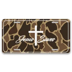 Leopard cross Jesus license plate Car Decor- 12x6 In Front License Plate, – Made in USA, Car Truck Tag Humor Trucks & Cars, 4 Pre-Drilled Holes,Easy Installation,Perfect Gift Ideas aluminum vanity