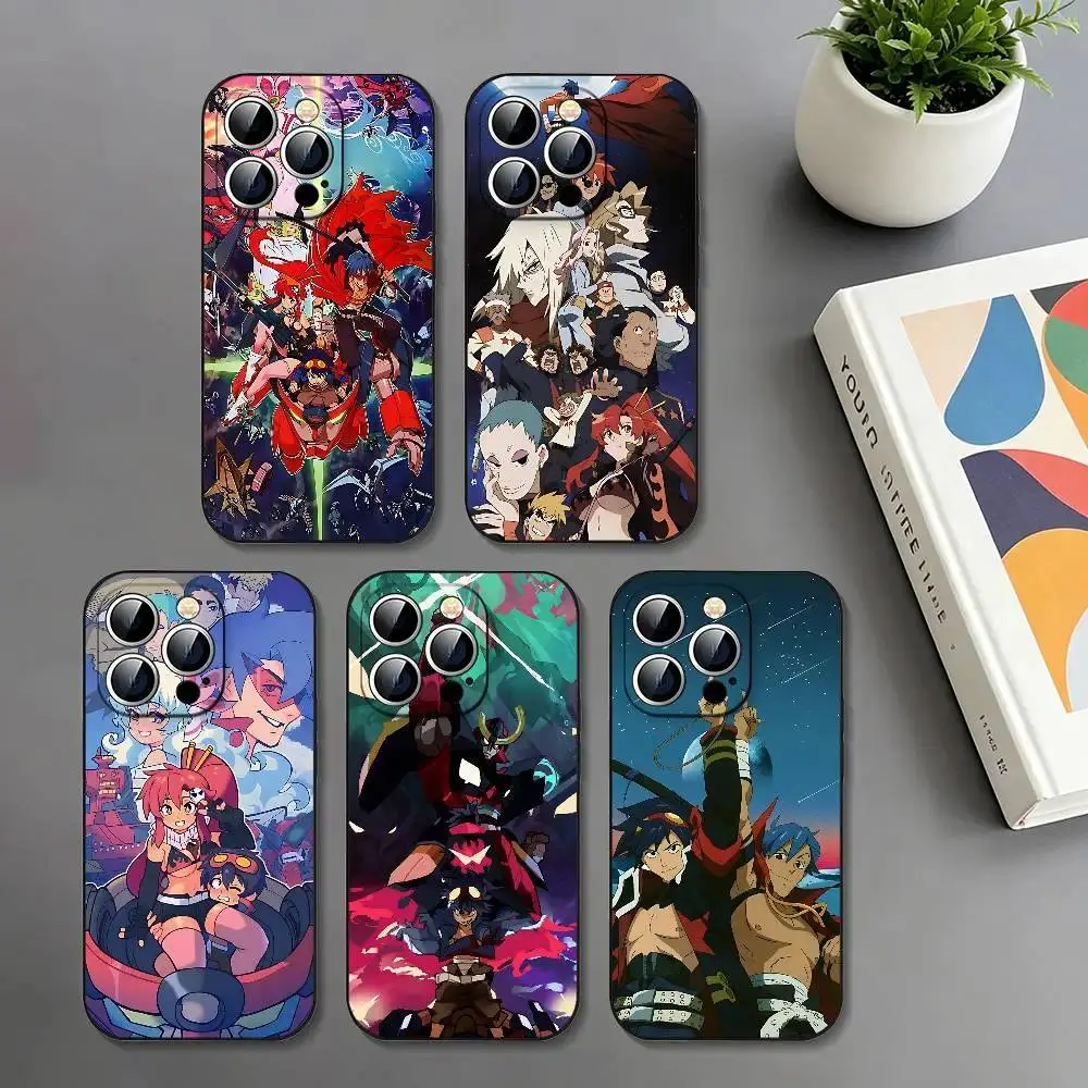Anime Gurren Lagann Slim Black Shockproof Phone Case For iPhone 11-17 Pro Max/Plus & Samsung Galaxy S23-S25