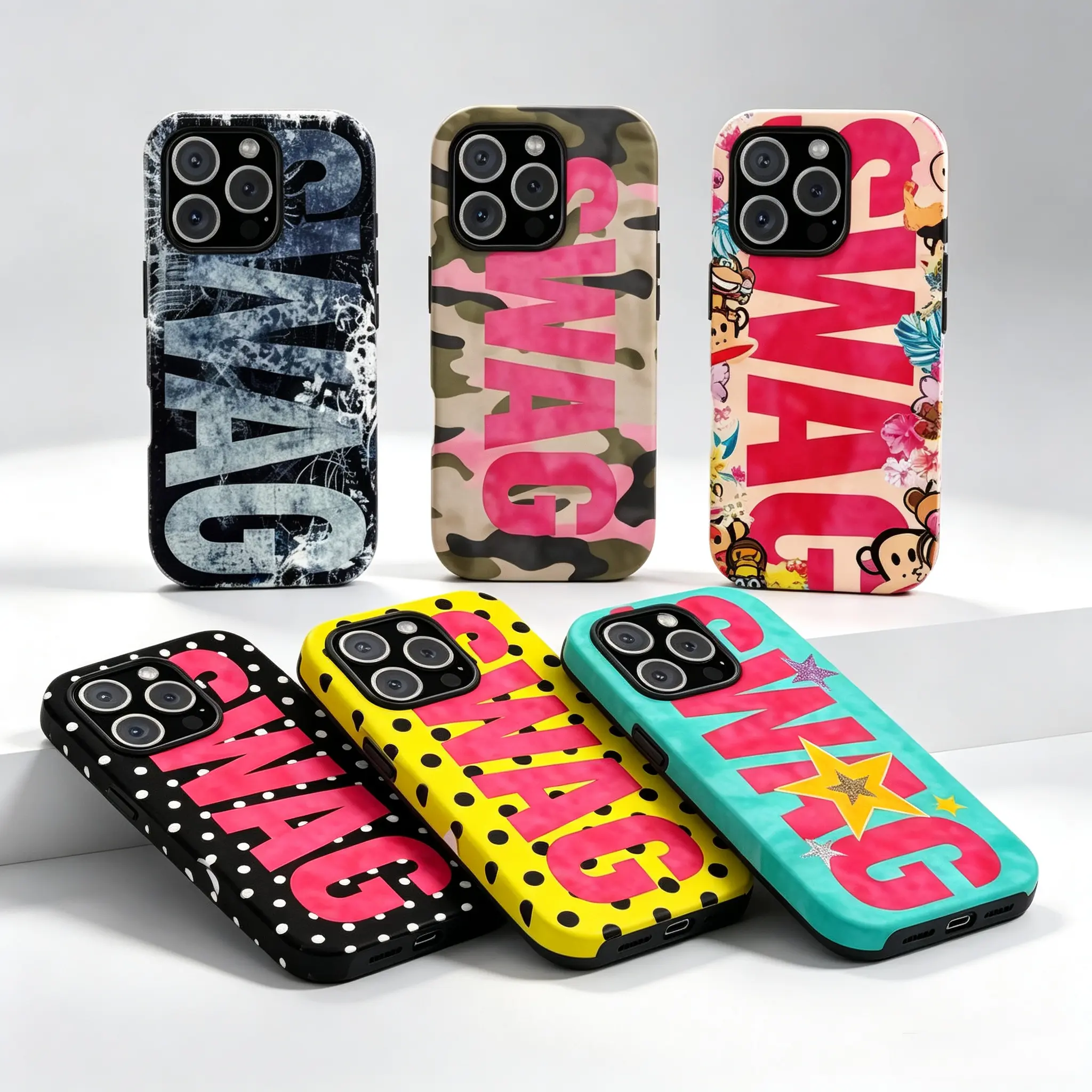 [Compatible with magnetic]SWAG Collection Smartphone Cellphone Case, Handheld Phone Accessories for IP11-17 Pro Max/Plus/Air, Waterproof Vibes Colorful Energetic TPU Cover summerwins, Bold Prints, Ios/Android
