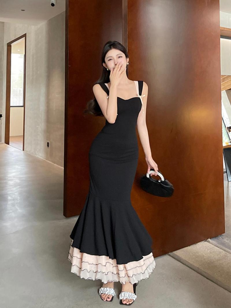 Women's Colorblock Zipper Back Dress, Elegant Sleeveless Formal Dress for Easter Party Wedding Guest Gown, Ladies Summer Clothes, Elegant Dresses