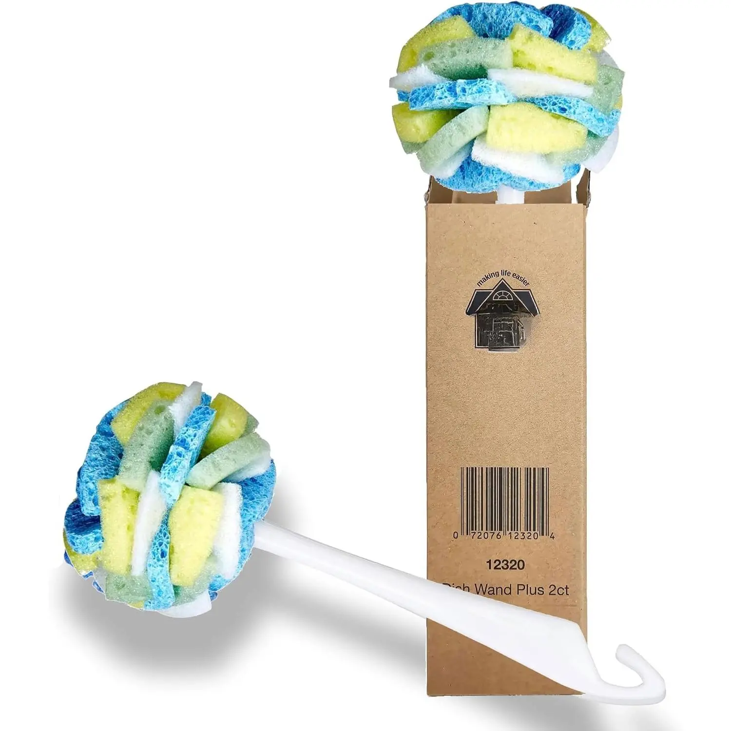 Dish Wand Plus Cello,  & Scour Sponge Petals Brush and Clean Dishes, Pots, Bottles, & Glassware, 2 Count