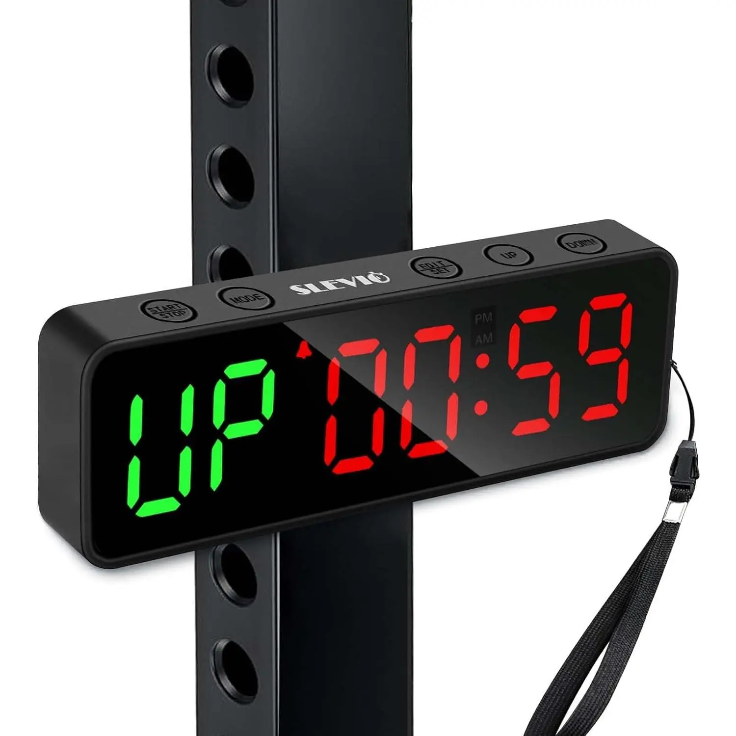 Small Gym  Clock Stopwatch  Workout Interval , Large LED Digital Display,  Accessories Countdown Clock for  Gym Garage Schools (Matte Black)