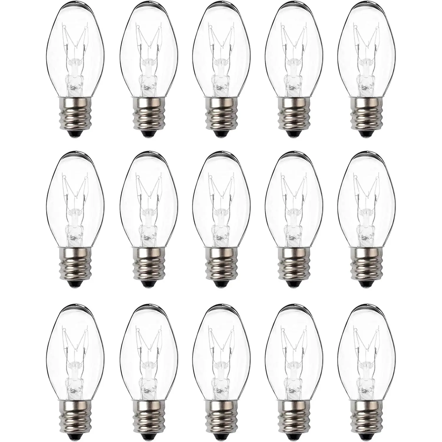 Wax Warmer Bulbs - 15W C7  Bulbs for Scentsy Wax Melt Warmer, Himalayan Salt Lamps, Plug-in Diffusers - Warm White, Dimmable, 15 Packs