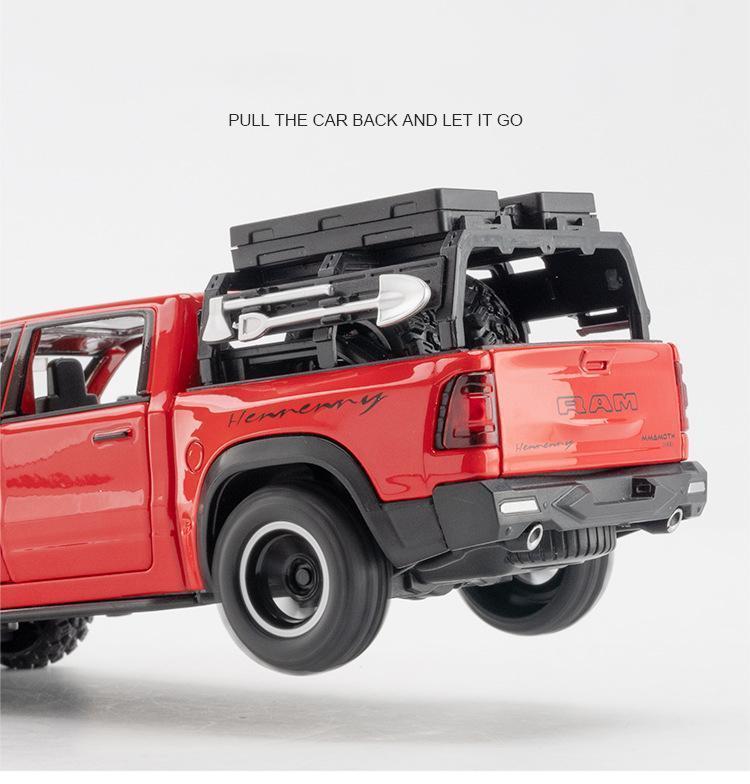 1:32 DODGE Mammoth 1000 TRX Alloy Pickup Car Model Diecast Metal Off-road Vehicle Model Sound and Light Simulation Kids Toy Gift