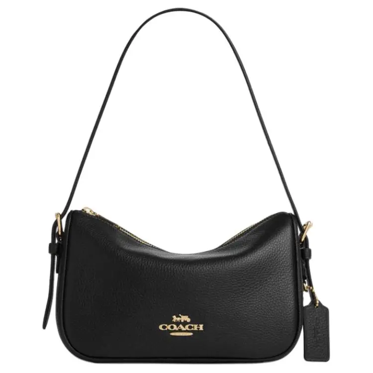 COACH Kailey 23 Leather Handbag with Logo Zip Closure – Medium Size, Women’s Shoulder and Carry Bag in Black
