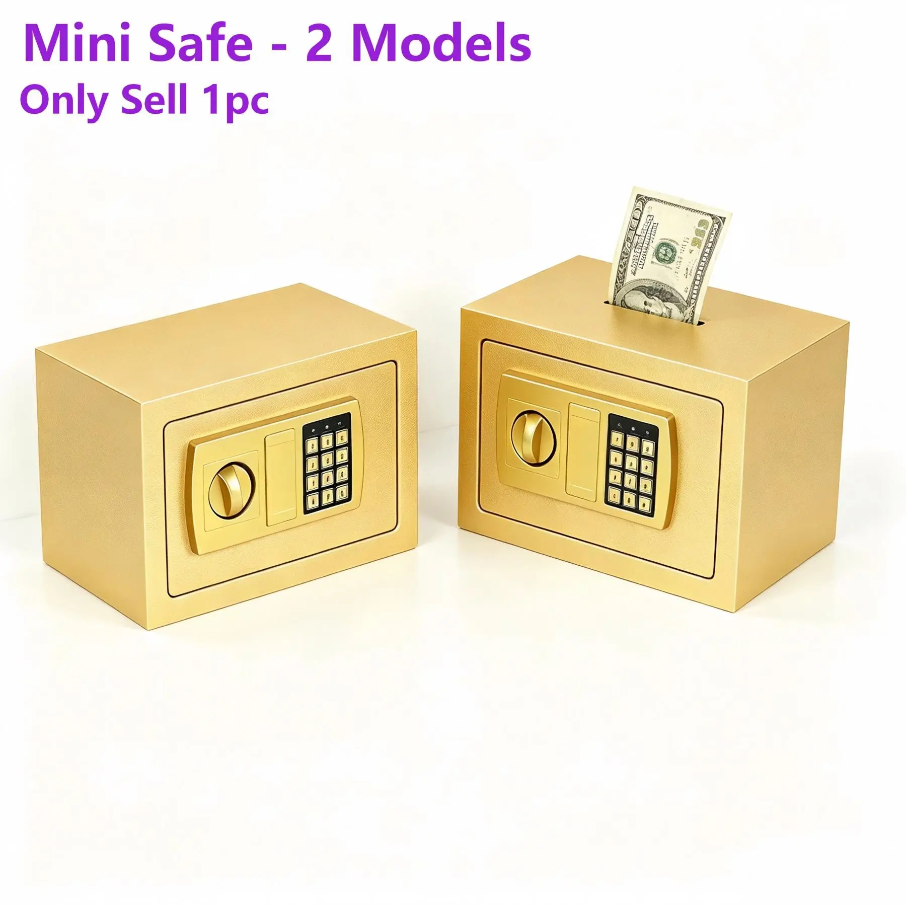 Fireproof Waterproof Metal Safe with Lock & Key, 1 Count Security Safe Box, Cash Jewelry Document Storage Box for Home Office Dormitory Hotel, Anti Theft Safes