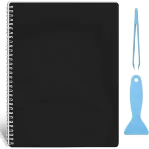 Large reusable sticker book/collection album, 8.27x 11 .69inches (approx. 21x 29.7cm). This sticker collection notebook includes 50 blank release sheets for reapplying stickers and comes with tools (black).