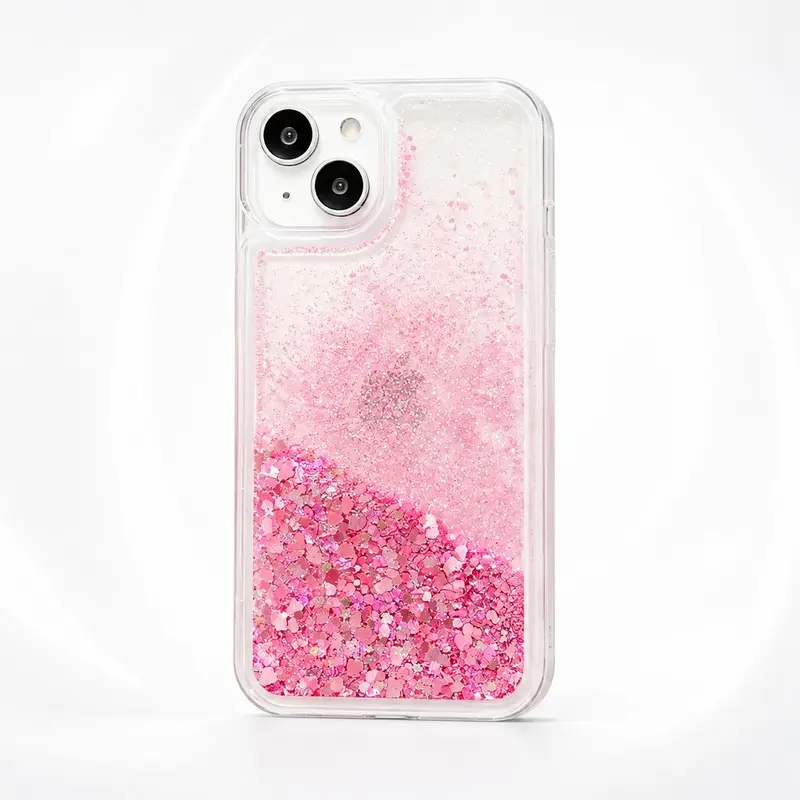 Gradient Liquid Glitter Quicksand TPU Phone Case, Transparent Shockproof Soft Cover Compatible with iPhone 15 16 17 Pro Max Pro Air Series, Fashion Girls Gift Protective Shell