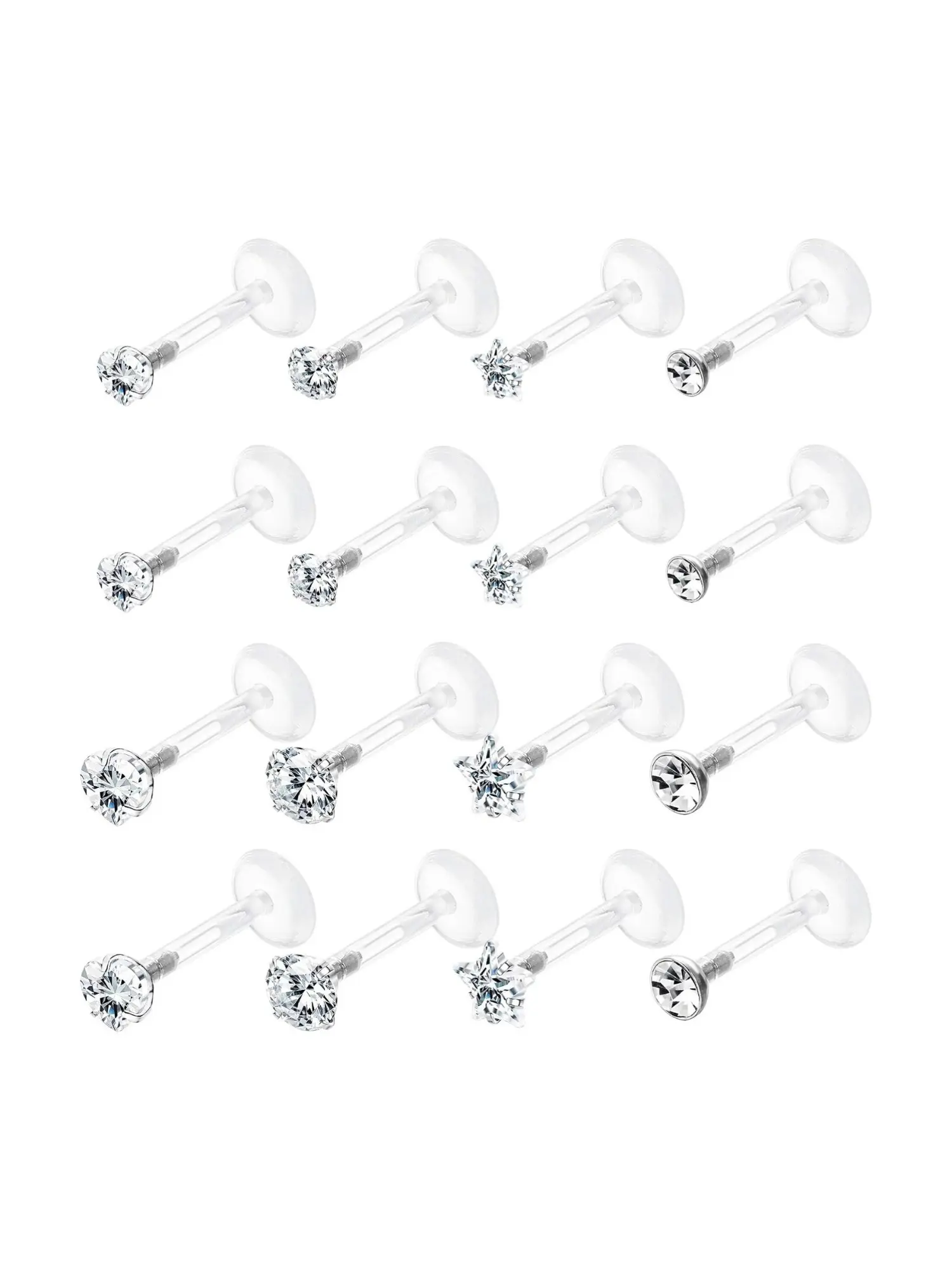 8 Pairs Silvery Internal Threaded Piercing Studs for Women Men Sleek Barbell Studs Acrylic Accents Internal Threaded Design Versatile for Helix Tragus Cartilage Piercings Labret Monroe Lip Facial Piercings Practical Multi-purpose Body Piercing Jewelry