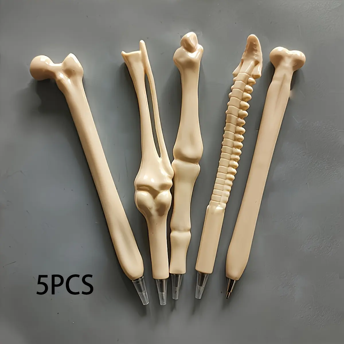Bone Shaped Ballpoint Pen, 5 Counts Retractable Ballpoint Pen, Writing Pen for Nurse, Doctor, Office Use, Medical Note Taking Supplies, Nurse Pens, Medical Record Pens
