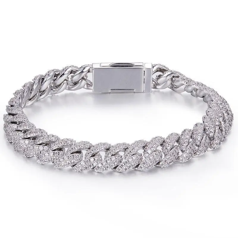 Moissanite Cuban Link Chain Bracelet for Men - 6mm/8mm GRA Sterling Silver Casual Wear Moissanite Jewelry