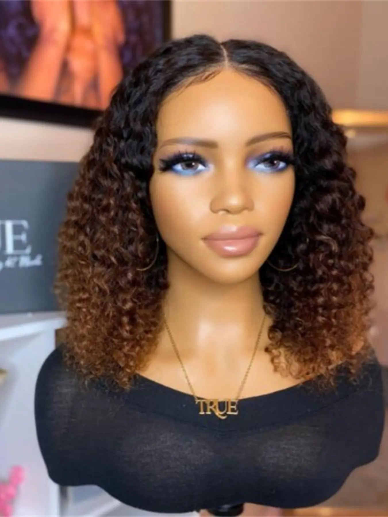 Gradient Soft Short Bob 14 Inches 180 Density Knot Curl Deep 13x4x1 Front Lace Wig, Glueless Heat Resistant Daily Wear