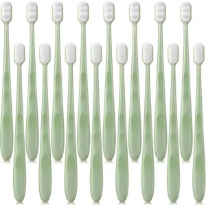 16 Pieces Extra Soft Toothbrush Micro-Nano Toothbrush with 20000 Floss Bristles Manual Toothbrushes for Sensitive Teeth Pregnant Women Elderly Children, 2 Styles (Green)