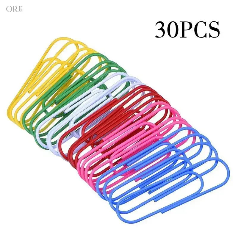 Random Color Large Paper Clip, 30pcs Pack Colorful Large Multiple Paper File Clip, Office Stationery & Supplies Organizer for Home School Dormitory