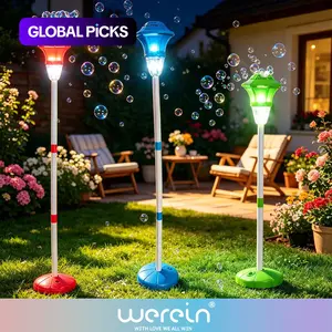 Height Adjustable Automatic Bubble Machine with LED Light & Music, Kids Standing Outdoor Bubble Blower Toy, Requires 3 AA Batteries & Bubble Solution (Not Included), Summer Backyard Party Wedding Toy, Toddler Bubble Machine, Adjustable Bubble Maker