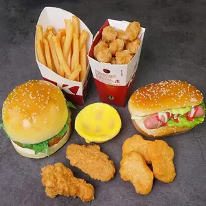Toy Bakery Scene Model Home Ornament Simulation Kitchen Artificial Food Model Faux Fried Chicken Hamburger Fries Sandwish