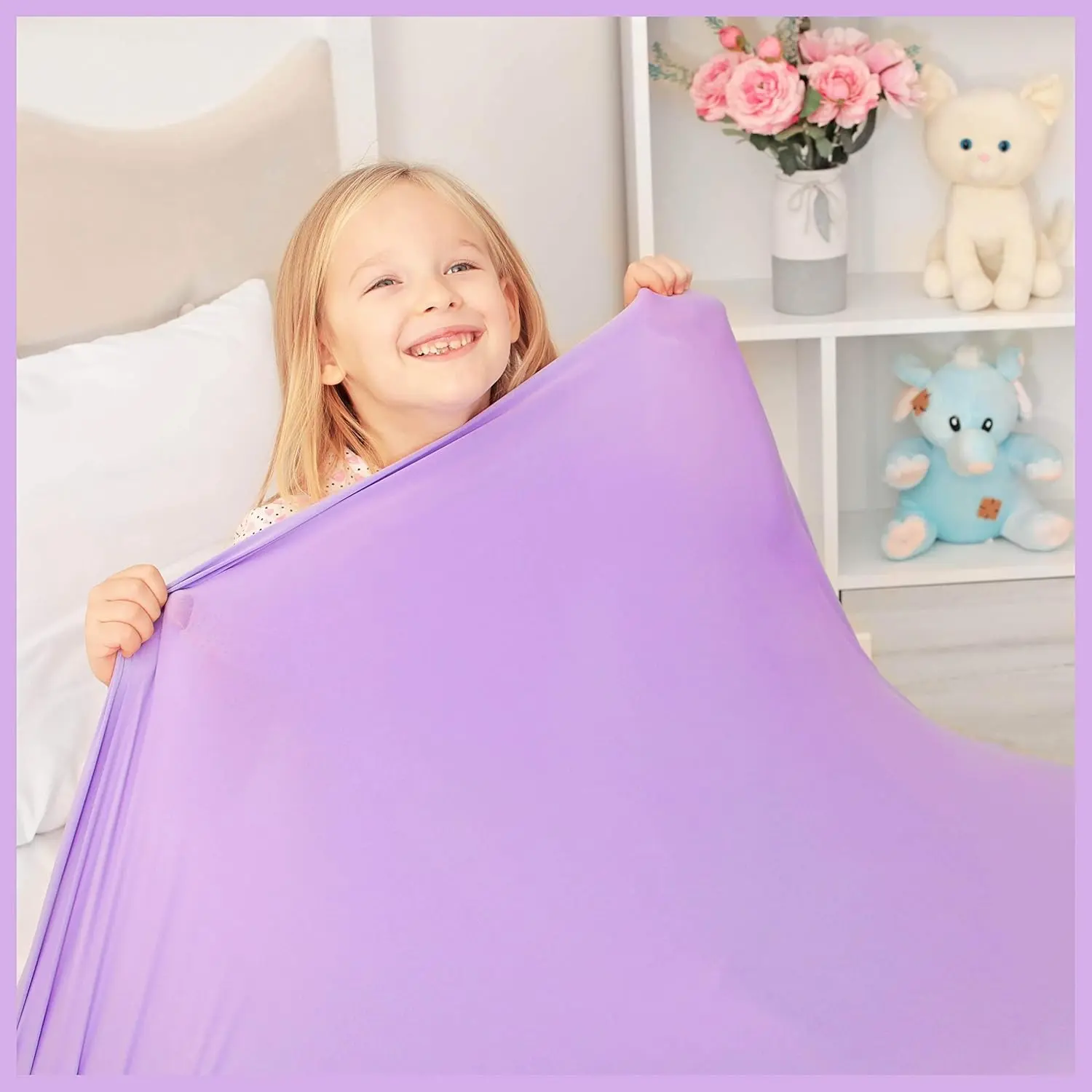 Sensory Compression Blanket for Kids & Adults | Stretchy Spandex Bed Sheet | Deep Pressure Relaxation, Releases Oxytocin | Helps with SPD, Anxiety, ADHD, Autism & More | Breathable & Stretchable | Twin Size