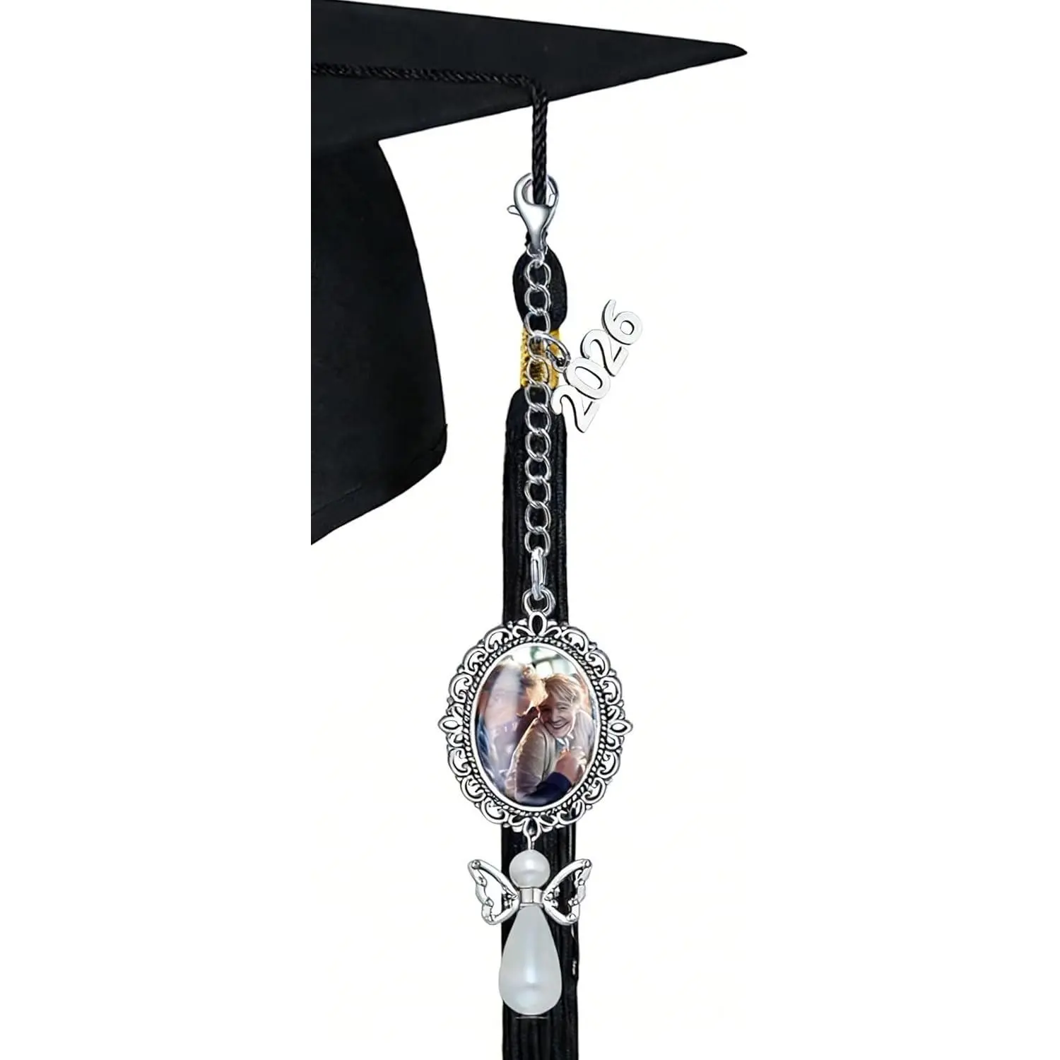 ARHTF 2026 Graduate Memorial Photo Charm Tassel Memorial Charm Class of 2026 Graduation 2026 DIY in Memory Mortarboard Decoration for Cap and Gown Ceremony Charms