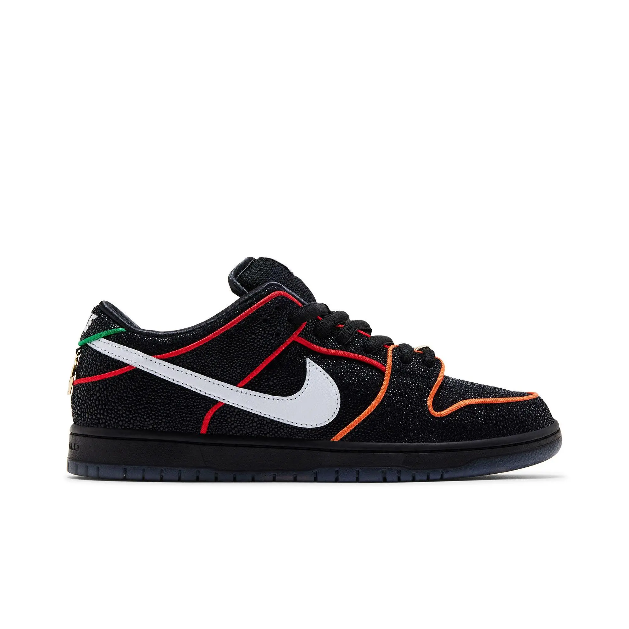 Bronx Girls Skate x Nike Dunk Low SB 'Mel & Kava' (Unisex) Black/White/Challenge Red/Total Orange/Lucky Green/Smoke Grey sneakers HV1664 001
