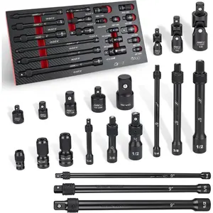 20 count Locking  Socket Extension Set, 3" 6" 9" Extension Bars, 1/4" 3/8" 1/2" Drive, Quick Release Locking , Cr-v Steel,  Joints, Bit Socket Adapters, Socket Adapters