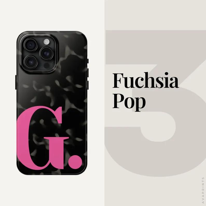 Personalized Tortoiseshell iPhone Case 17 16 15 14 13, Custom Initial Monogram Tortoise Shell TOUGH