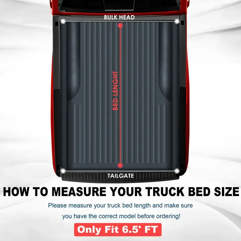 Motorsportplus 4-Fold Soft Tonneau Cover For 2014-2019 GMC Sierra 1500 2500 3500 - 6.5FT Bed - Black