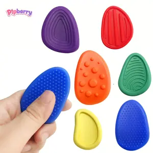 pipberry 6PCS Sensory Tactile Pads for Kids & Toddlers| Unique Texture Touch Stones for Autism & Anxiety Relief, Colorful Sensory Exploration Toy Set.