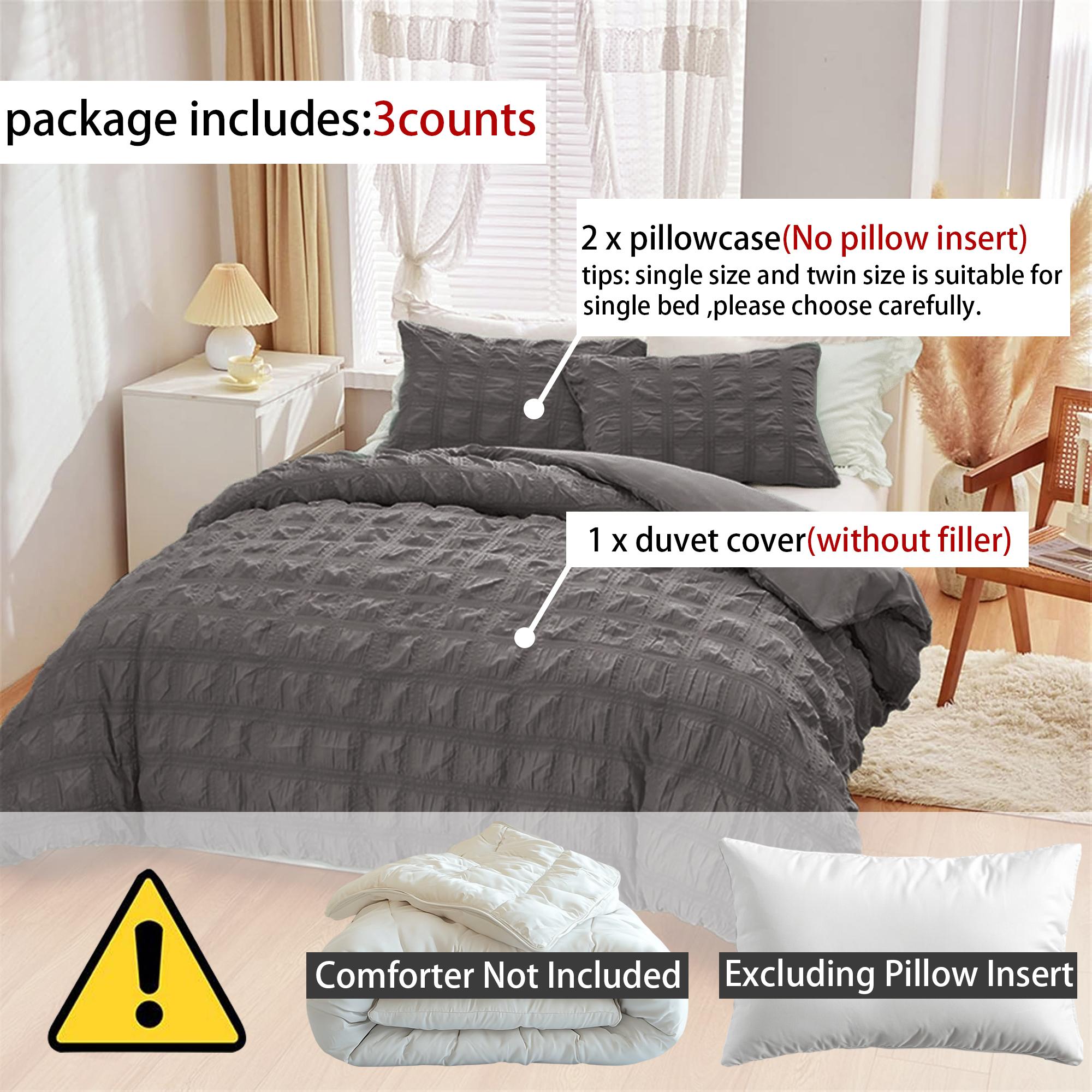 Solid Color Bedding Set, 1 Count Bedspread & 2 Counts Pillowcase without Filler, Soft Comfortable Bedding Set for Home Bedroom, for Puffed Quilt, Pleated Bedding Sets