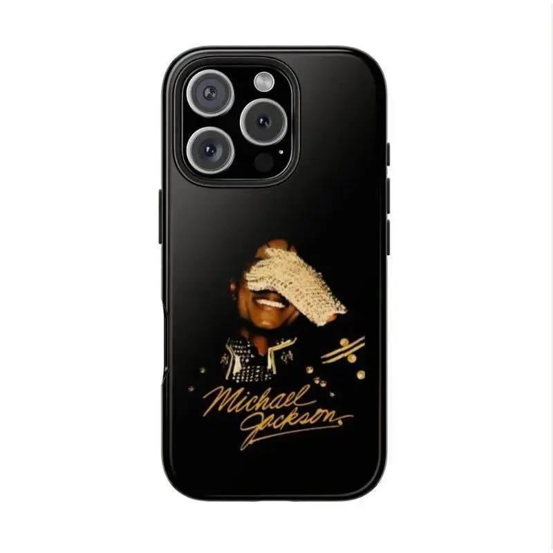 Michael Jackson Sturdy Phone Cover - 2D Iconic Glove Pose, Gold Signature, Protective Accessory for iPhone 17ProMax,16,15Plus,14,13,12Pro,11 & Samsung Galaxy S26,S25,S24,S23,S22 Ultra,Plus,FE Protector