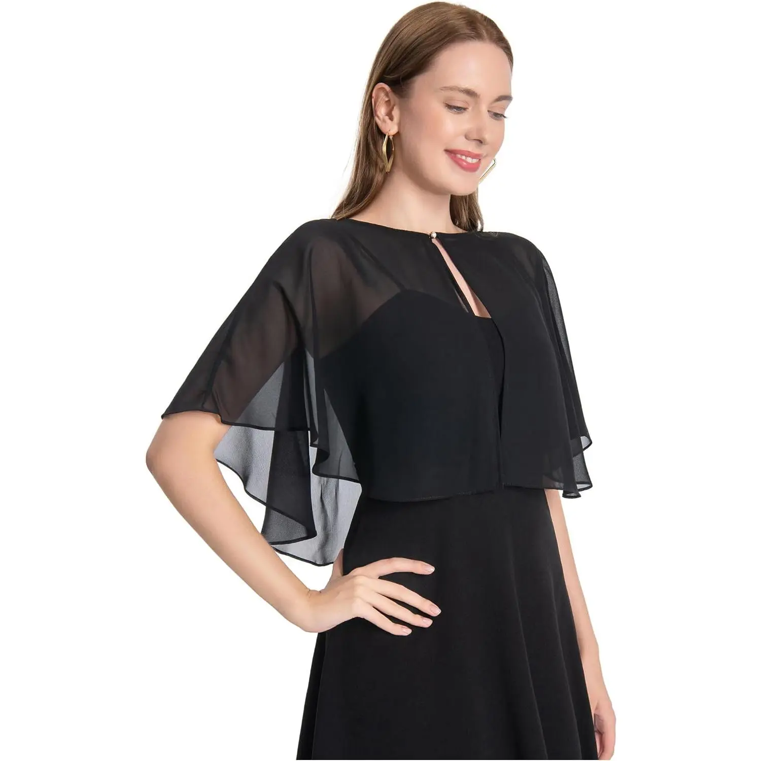 Capelets for Women Soft Chiffon Shawls Wraps Shurg for Evening Wedding Capes Bolero Cover Up