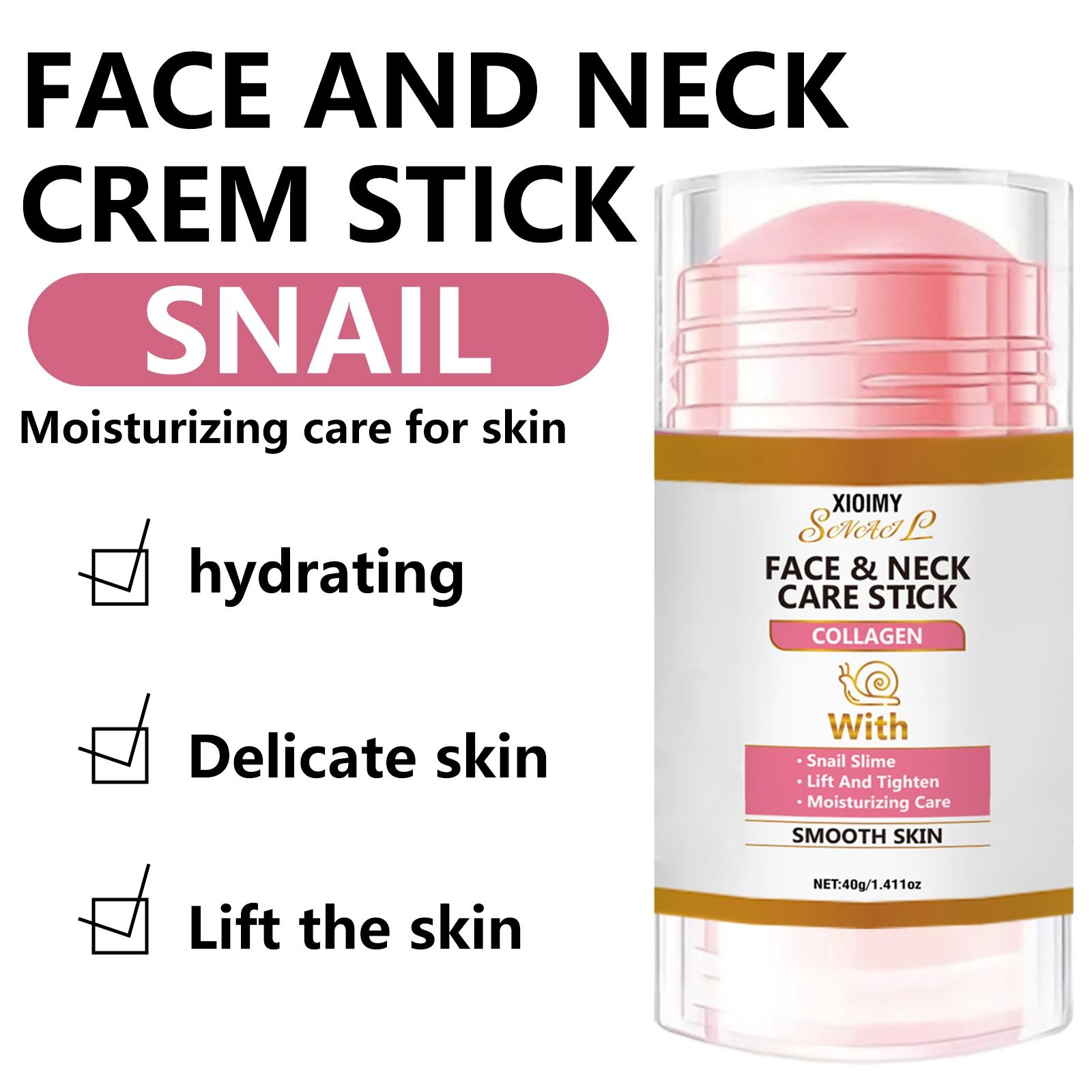 Snail & Collagen Neck & Face Care Stick, Firming Smooth Moisturizing Lifting Cream Moisturizer, Tightening Hydrating Skin, Skincare Treatment Moisture