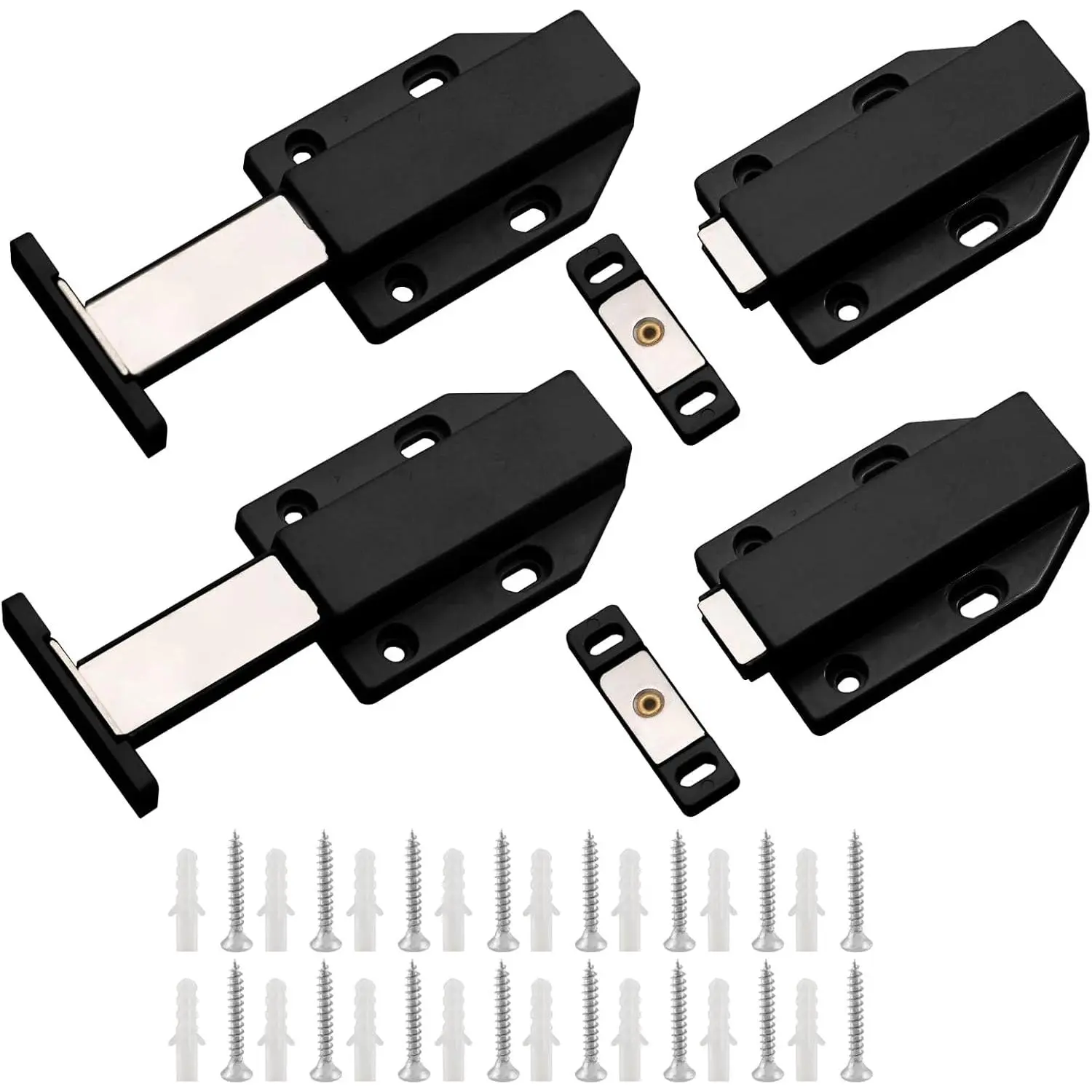 4 Pack  Push Latch Push to Open Cabinet Hardware   Latch Door Push Release Latch  Drawer Push Catch Drawer , Black