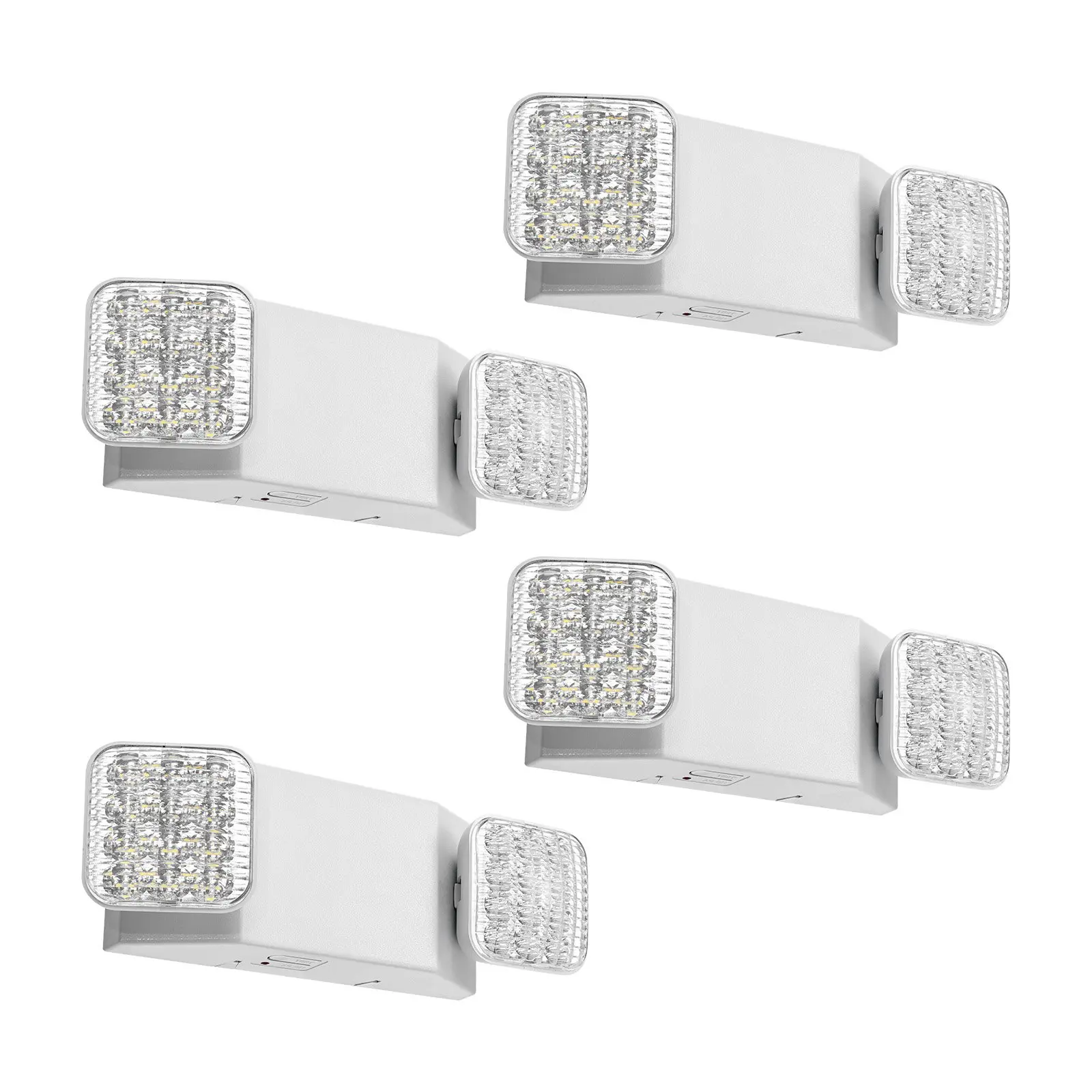 4 Pack Emergency Lights for Business, with Battery Backup, Commercial LED Emergency Exit Lighting Fixtures, AC 120/277V, with Two Square Head Adjustable, 90-Minute Backup, for Business, White