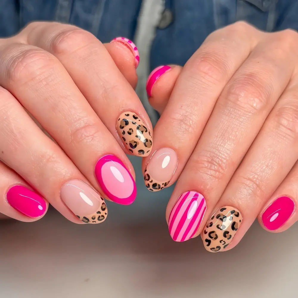 Leopard Print Short Ballerina Nails, 30pcs Press-On Fake Nails, Stick On Nails, French Tip Nails, French Style, DIY Nail Art, Nail Art Decoration, for Women and Girls, All Seasons