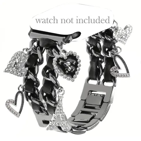 1PC metal double chain hanging accessory for Apple Watch bands, Smart Watch Accessories, compatible with Apple Watch 38/40/41/42/44/45/46/49mm, suitable for Apple Watch series Ultra/SE/11-1, strap only, watch and case not included, Smartwatch Accessories