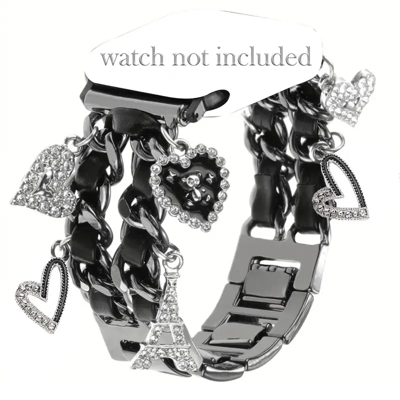 1PC metal double chain hanging accessory for Apple Watch bands, Smart Watch Accessories, compatible with Apple Watch 38/40/41/42/44/45/46/49mm, suitable for Apple Watch series Ultra/SE/11-1, strap only, watch and case not included, Smartwatch Accessories