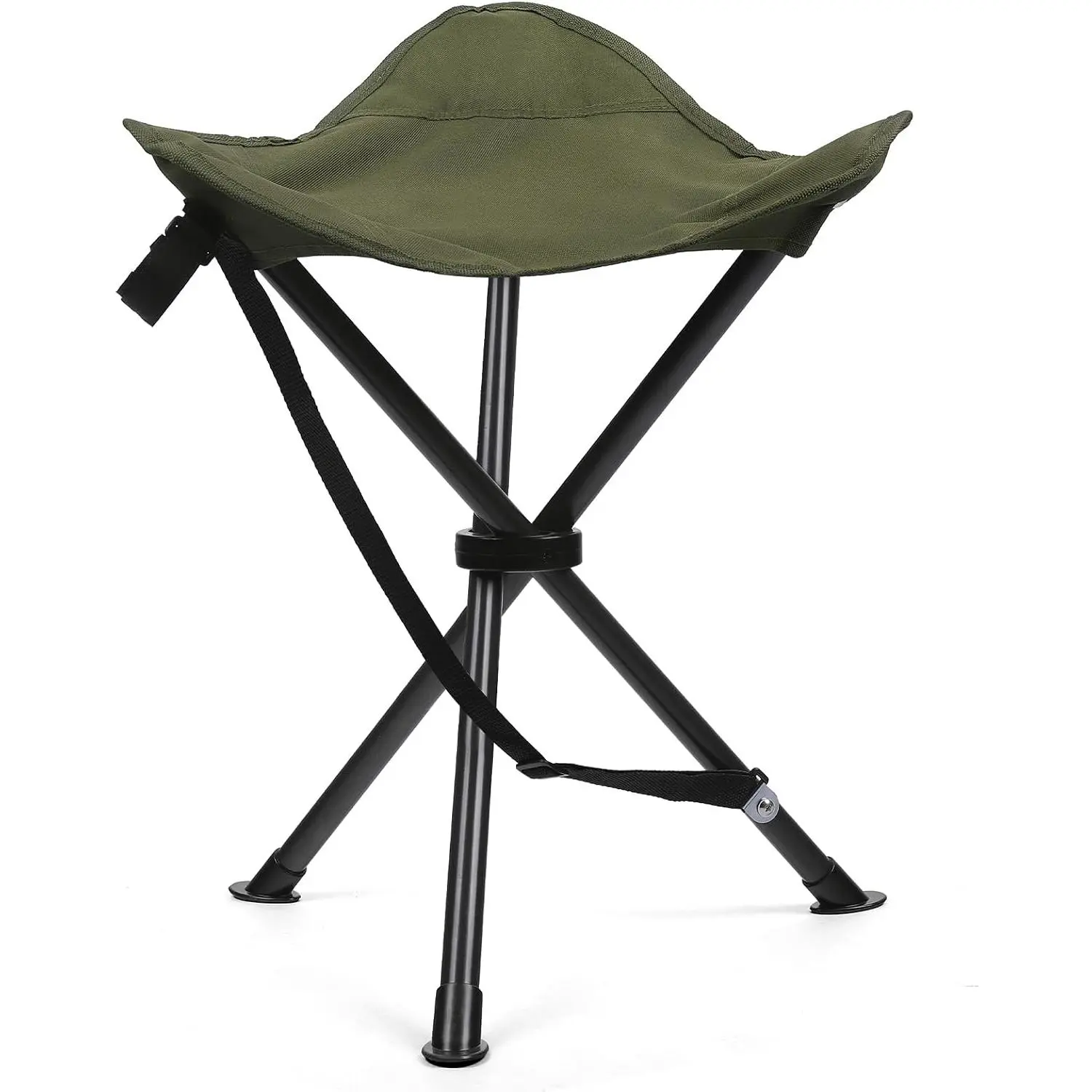 18" Folding Tripod Stool for Adults Heavy Duty, Lightweight Portable Three Leg Tall Camping Stool, Collapsible Backpacking Tripod Seat Chair for Fishing Hunting, Support 225 lbs, Green