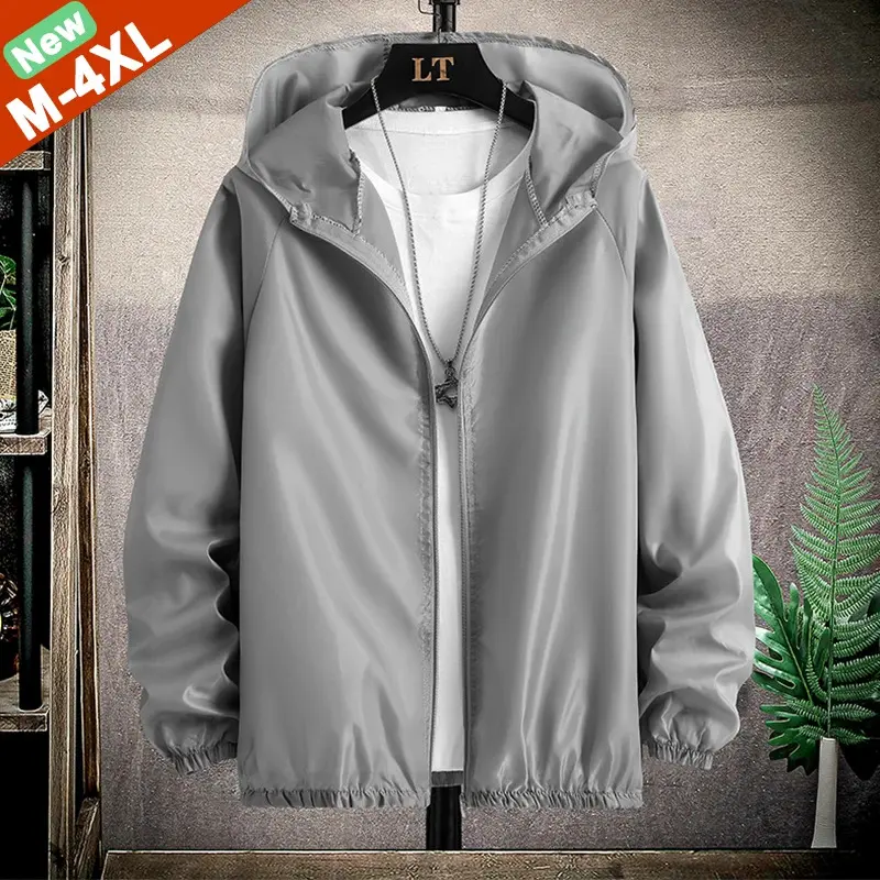 Men's Ultrathin Long Sleeve Windbreaker Jacket - Male Biking Casual Conventional Sunscreen Outerwear for Travel Fishing Sportwear, Outdoor