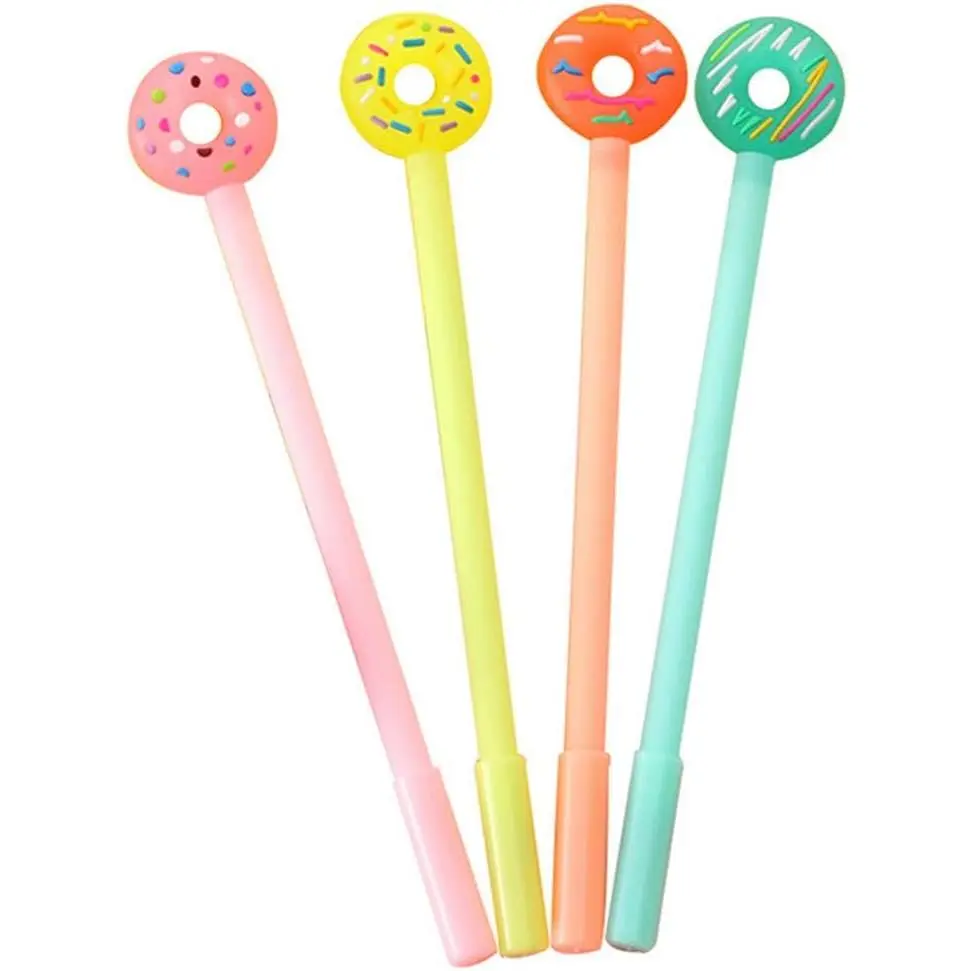 4 count Korean Cute cartoon donut small  gel pen Candy color 0.38mm black pen