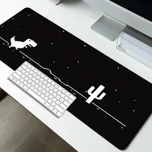 A Pixelated Dinosaur-cactus Design Desk Mat Available in Various Sizes, Suitable for Gaming Keyboards and Mice, and Ideal for Office Use. It Is an Ideal Gift for Family and Friends