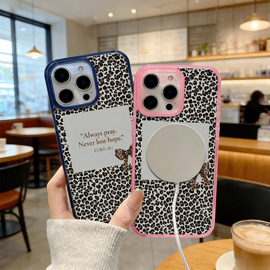 Micro Leopard Texture Magnetic MagSafe Snap Case for iPhone 17/16 Pro Max 15 Pro 14 13 12 Mini 11 XR XS Plus SE Shockproof Slim Protective Cover
