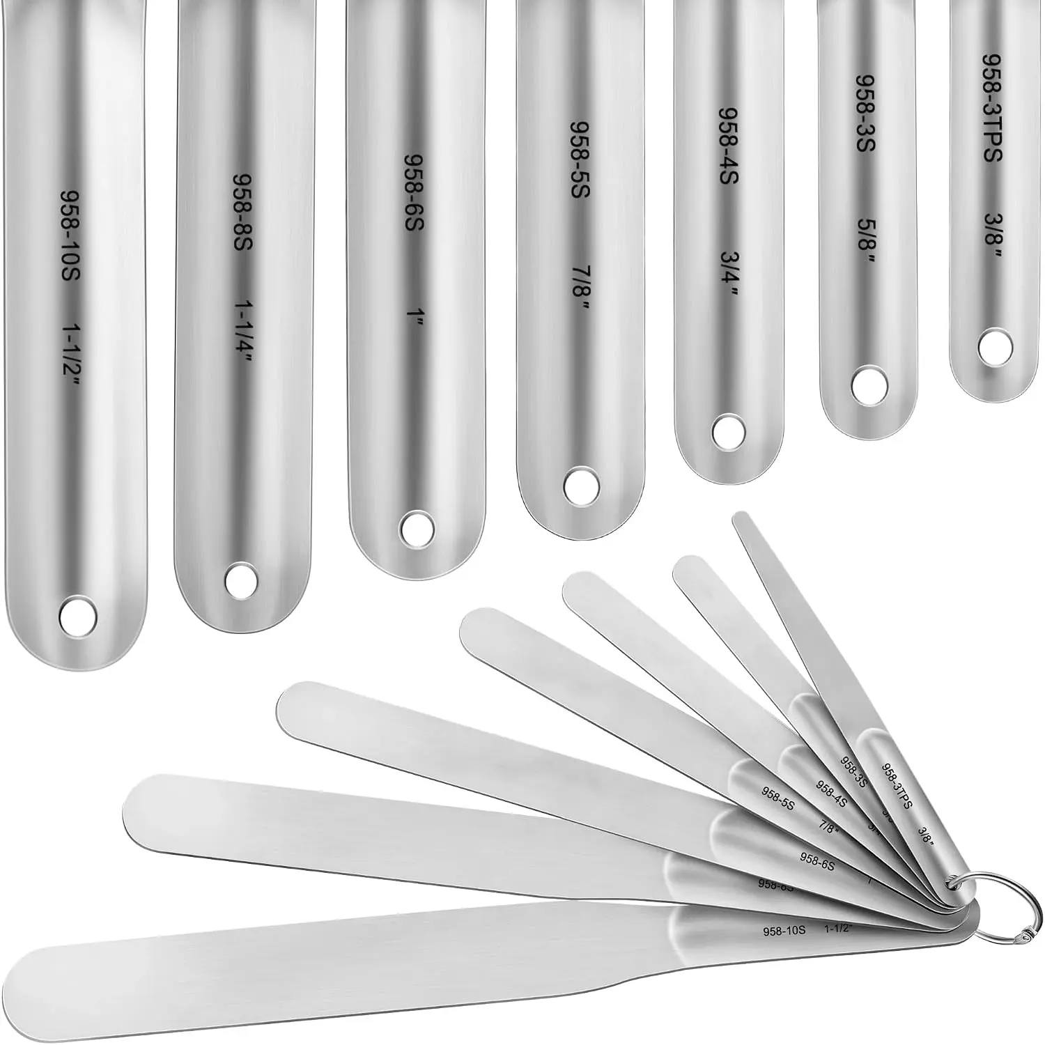 7 count Caulking Spatula Tool Set, Professional Stainless Steel Caulk Finishing Tools, Multifunctional Streamline Caulk Spatula, From 3/8” To 1-1/2”, For Bathtub, Shower, Tile, Countertop