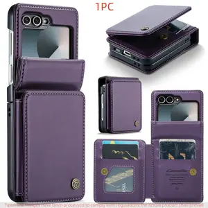 For Samsung Galaxy Z Flip 6/5/z Flip 7 Fe Case Protector, Rfid Card Holder, Durable Detachable Wrist Strap, Flip Wallet Phone Case