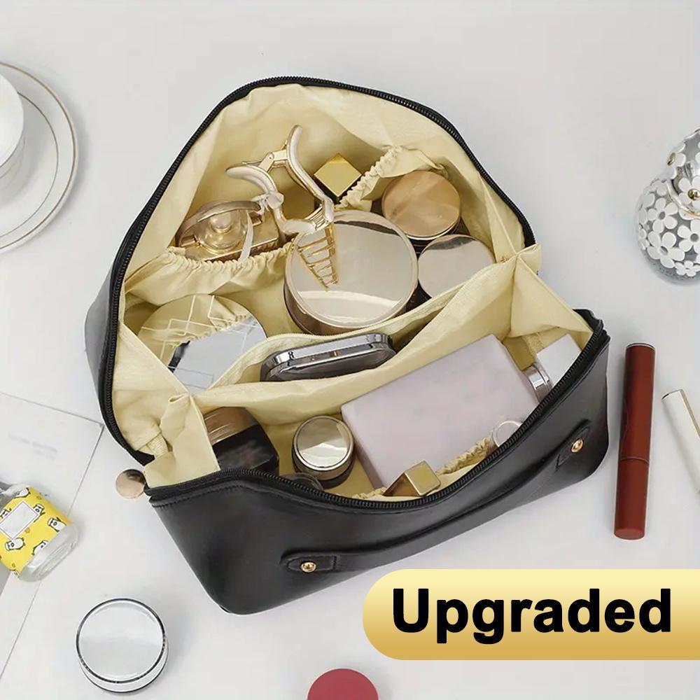 Large Capacity Makeup Bag, Fashionable Portable Handbag, PU Leather Cosmetic Organizer, Zipper Travel Storage, Gift for Girls