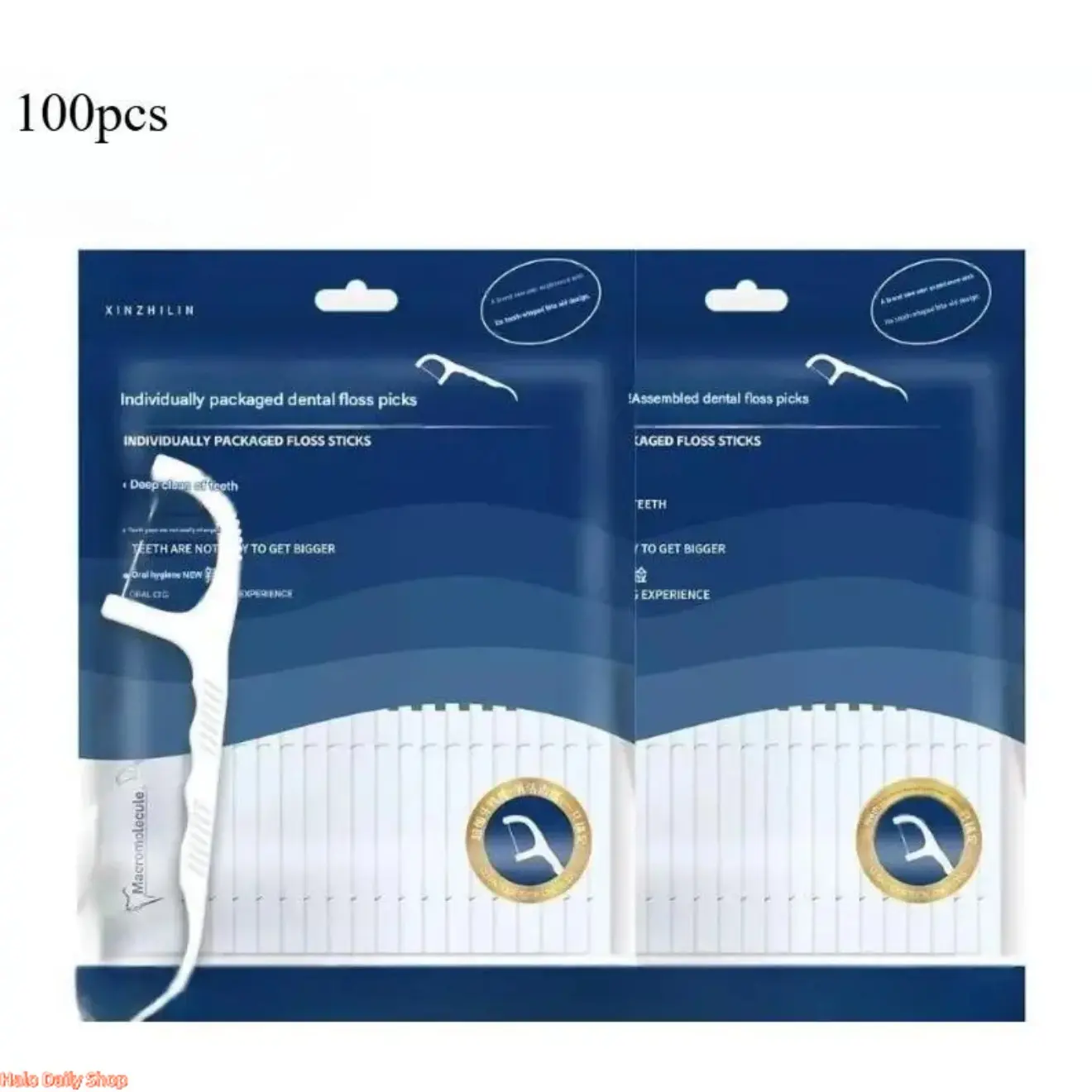 100-Pcs Plastic Dental Floss Picks, High Tensile Individually Wrapped Portable Floss Sticks with Easy Grip, Disposable Deep Clean Oral Care Toothpicks for Daily Home Use