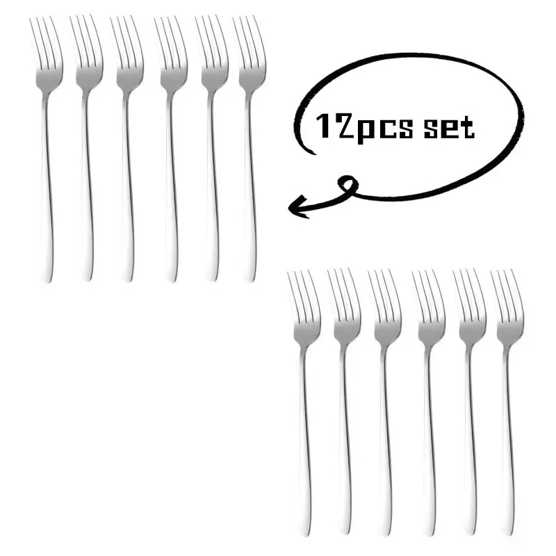 12 Piece Stainless Steel Western Cutlery Set, Thick Food Grade, Mirror Finish, Durable, Easy Clean, Rust Resistant, Ideal for Home, Restaurants, Bbqs