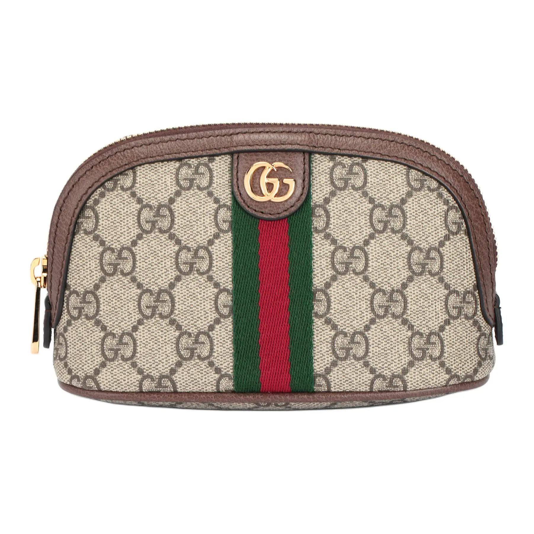 Gucci Ophidia Classic GG Monogram Canvas and Leather Clutch Bag for Women, Ebony and Brown